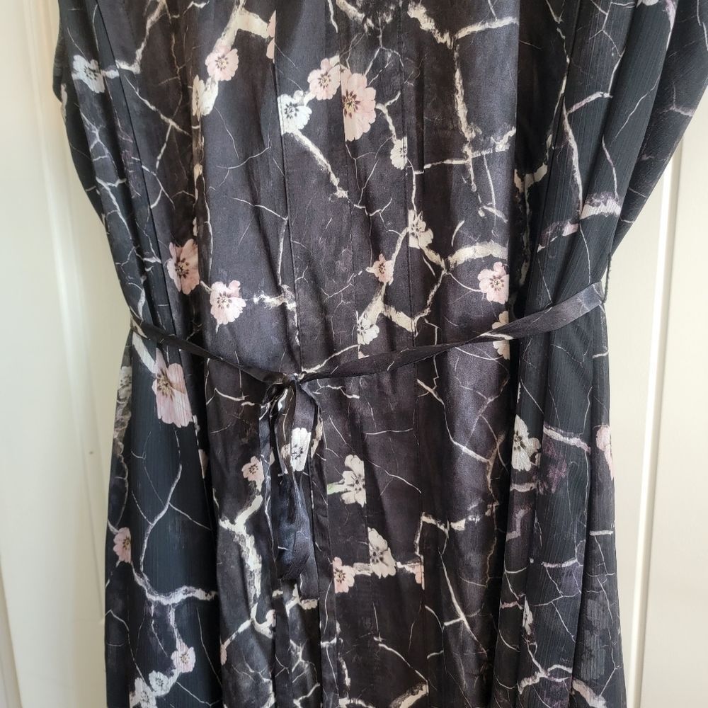 AllSaints Kariian Hope Silk Blend Midi Dress Gray Pink Floral Size 10 - Picture 3 of 6